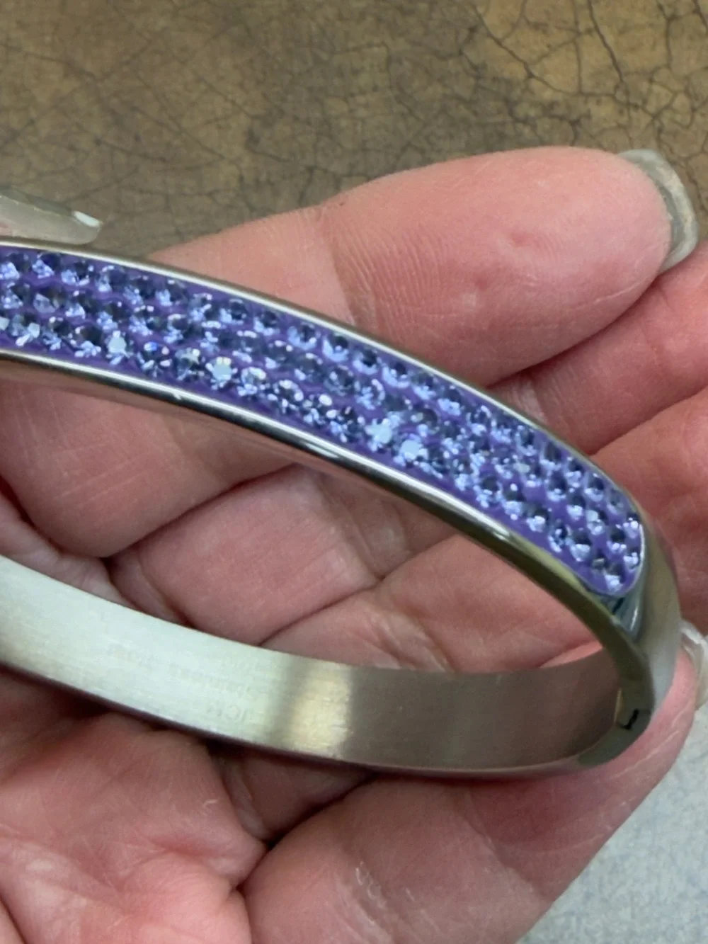 Purple stainless steel Crystal Pavé Bangle Bracelet